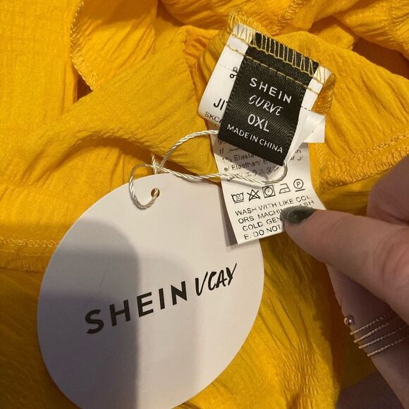 Shein Curve Vivid Eden Ruffle Trim Wrap Knot Side Cami Halter Dress Nwt - Picture 2 of 5